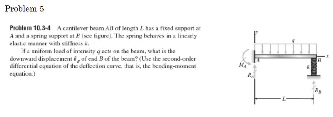 Problem 5 Problem 1 0 . 3 - 4 A cantilever beam \