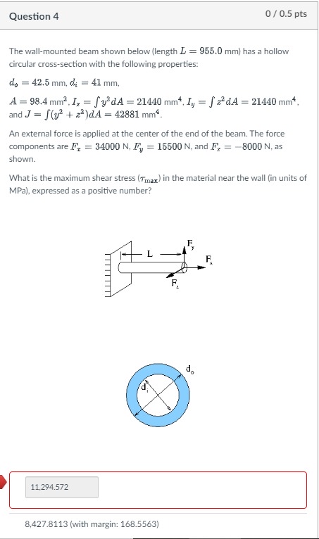 Question 4 The wall - mounted beam shown below (