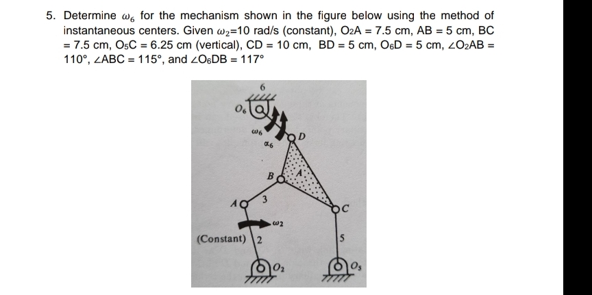 Determine 6 for the mechanism shown in the figure
