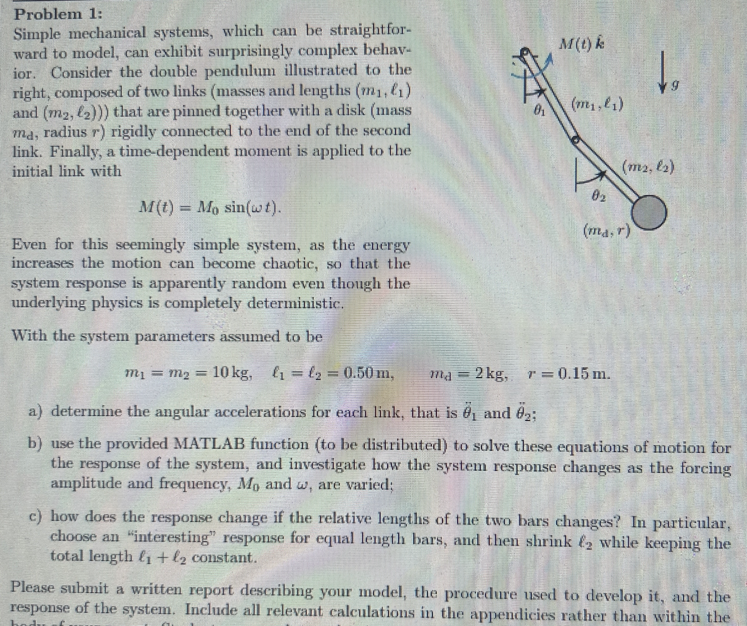 Problem 1 : Simple mechanical systems, which can