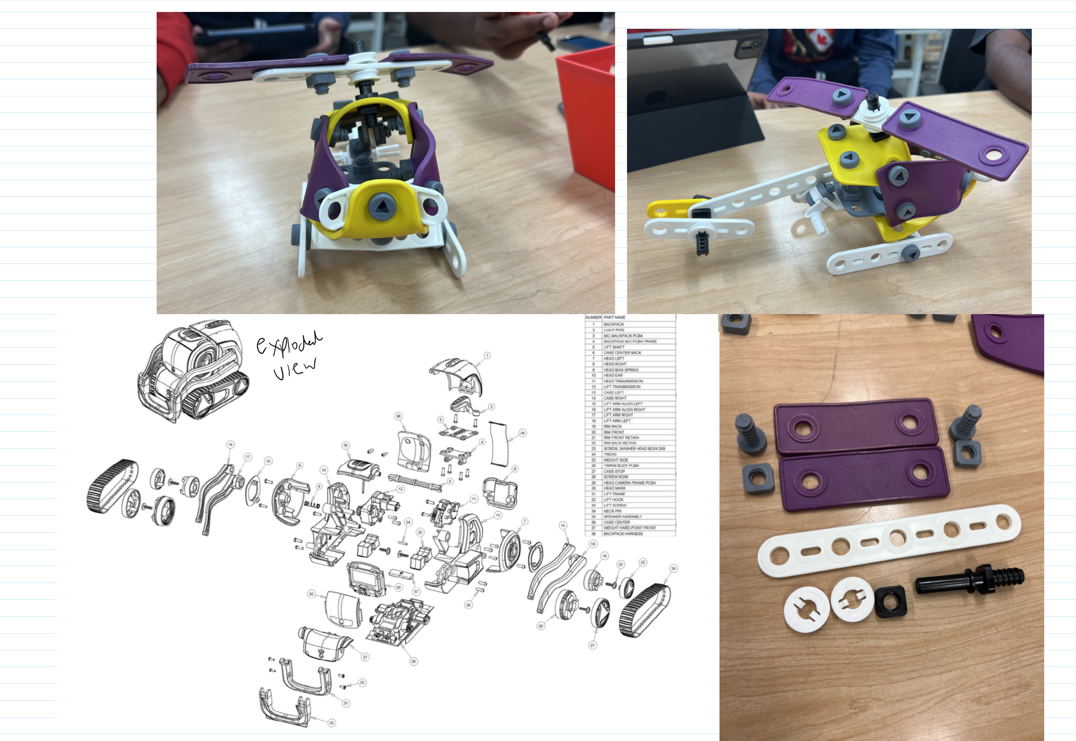 Can you draw an exploded view of the top part of