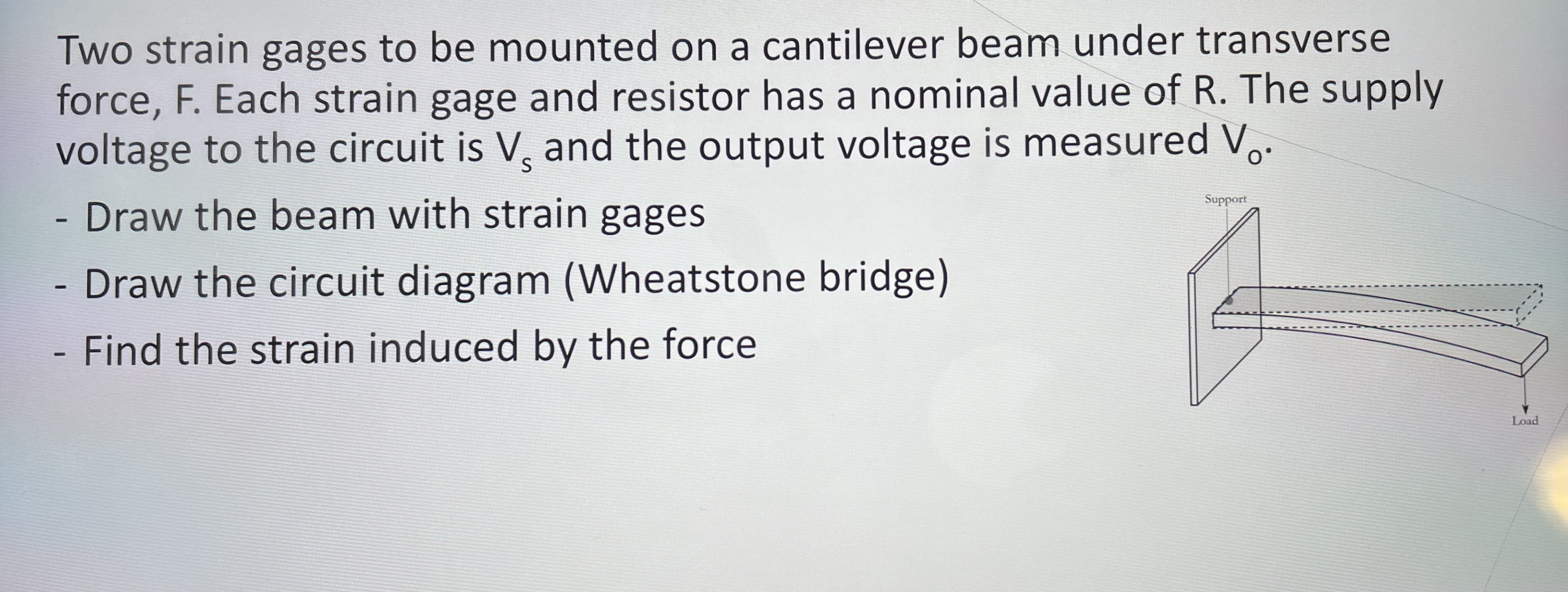 Two strain gages to be mounted on a cantilever