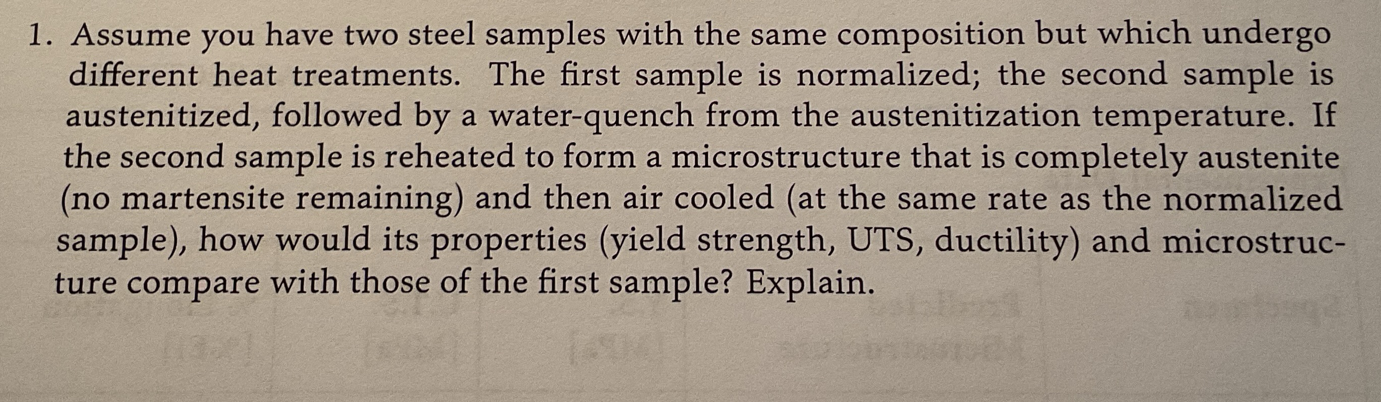 Assume you have two steel samples with the same