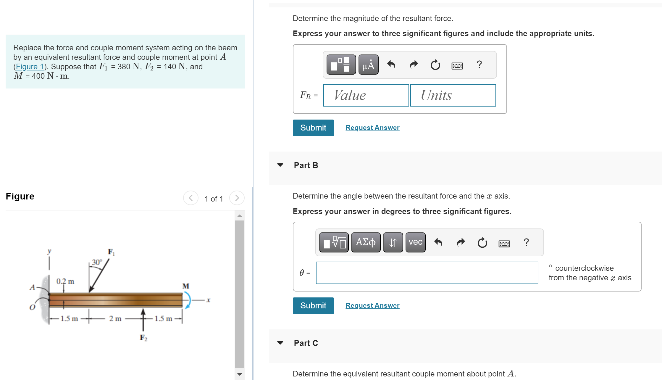 Determine the magnitude of the resultant force.