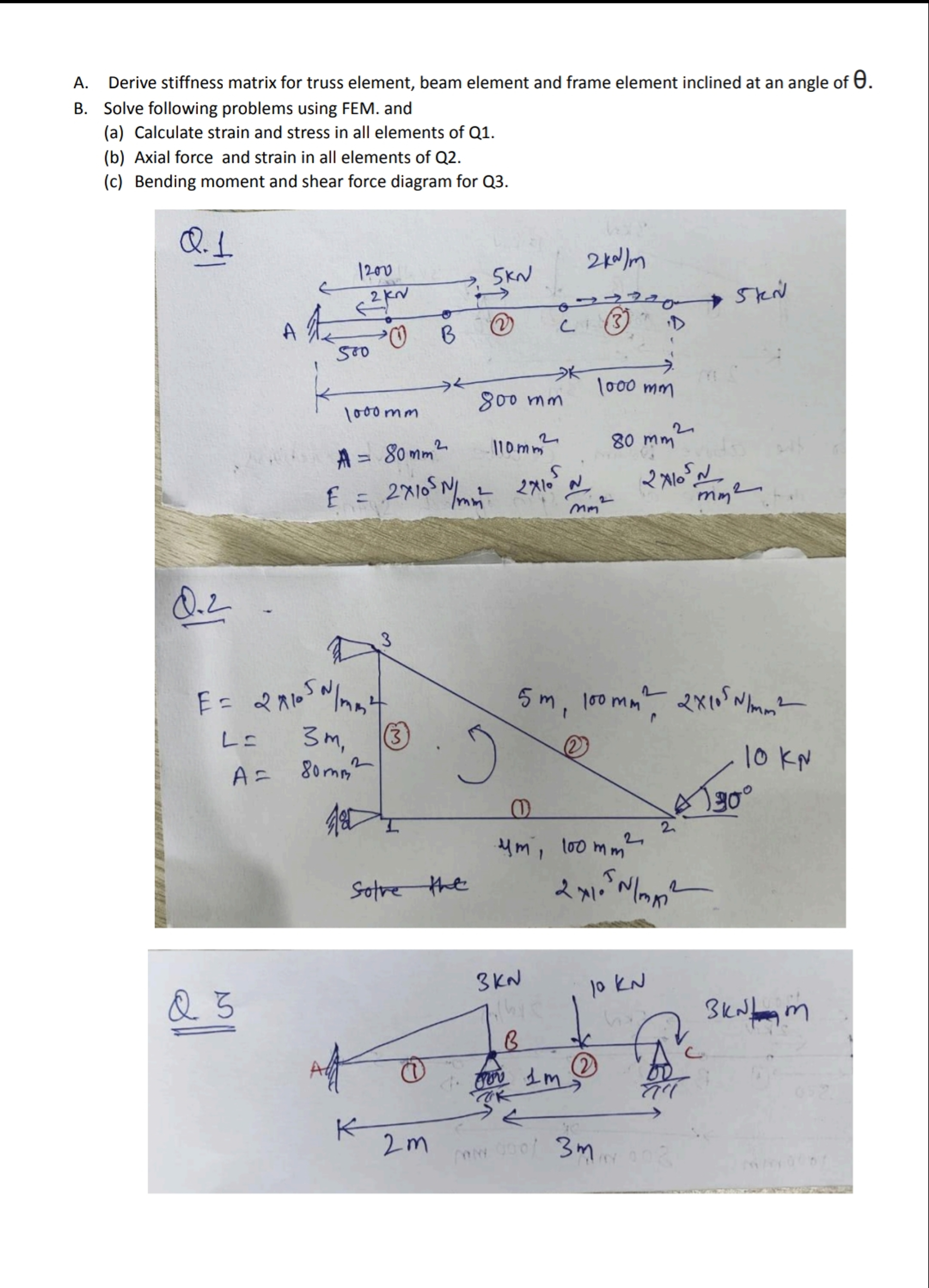 A . Derive stiffness matrix for truss element,