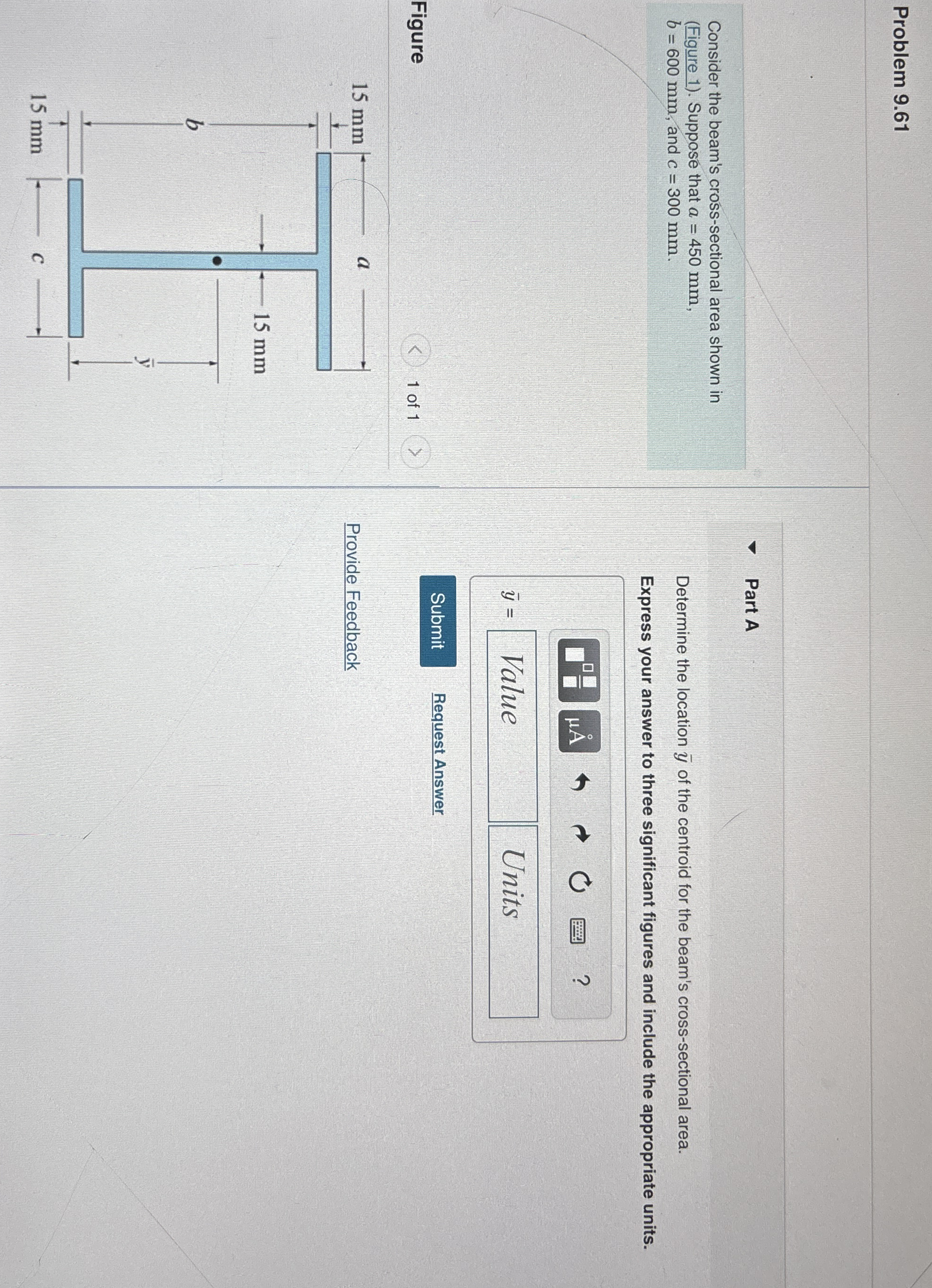 Problem 9 . 6 1 Consider the beam's cross -