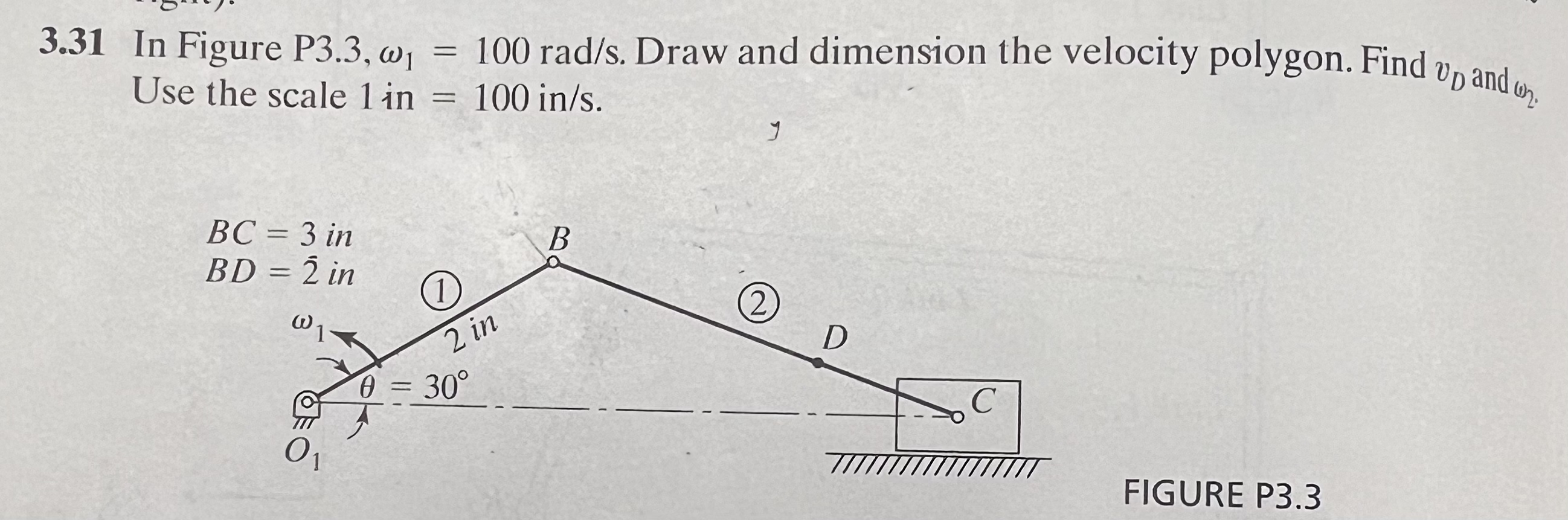 3 . 3 1 In Figure P 3 . 3 , 1 = 1 0 0 r a d s .