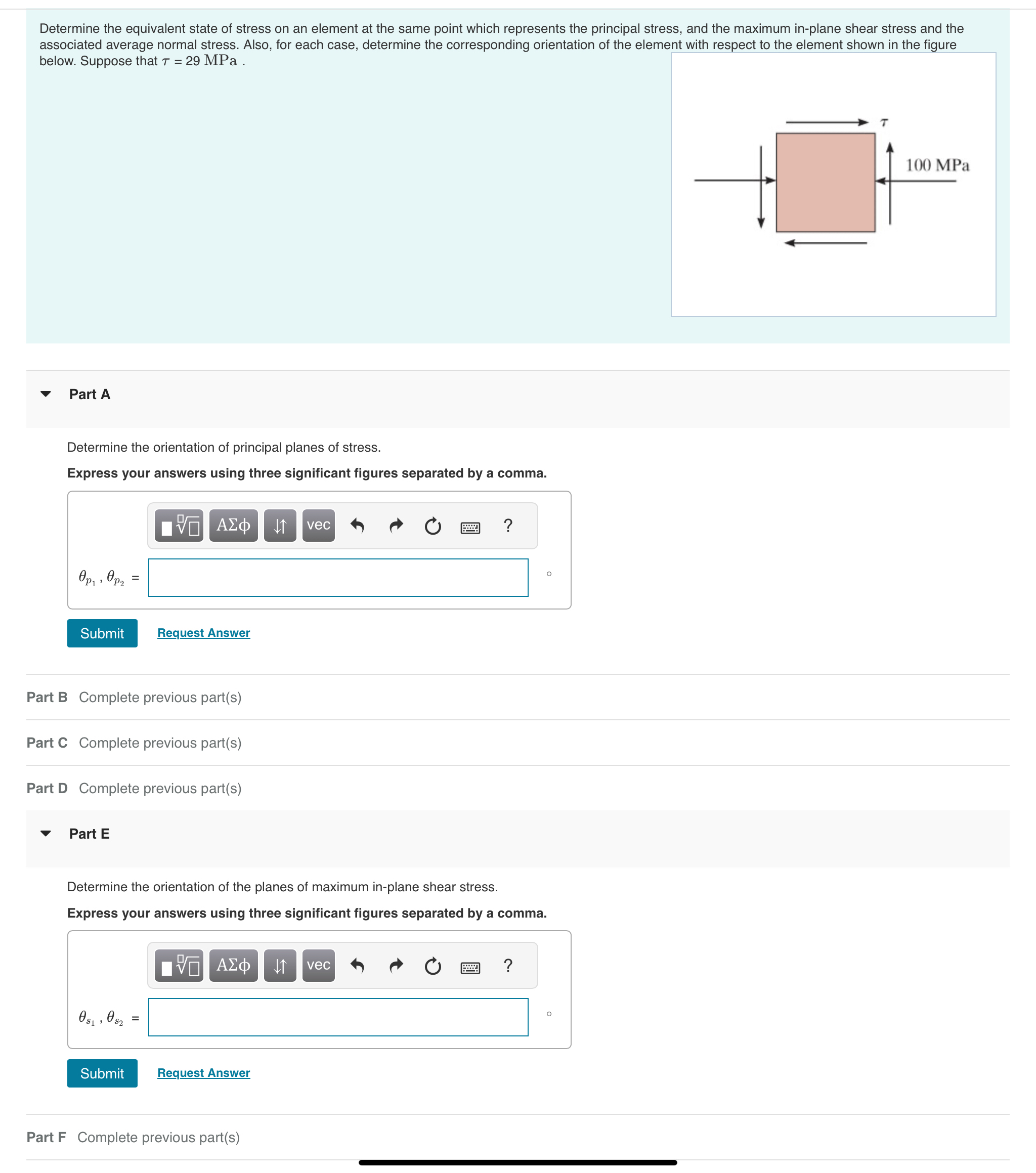 ( I just need part F , G , and H ) Determine the