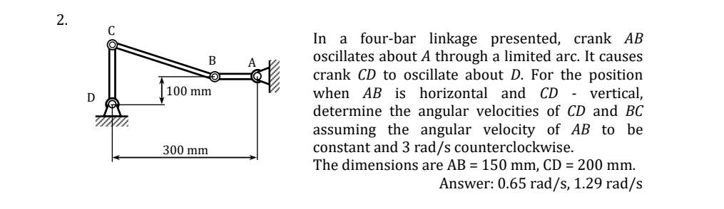 In a four - bar linkage presented, crank A B