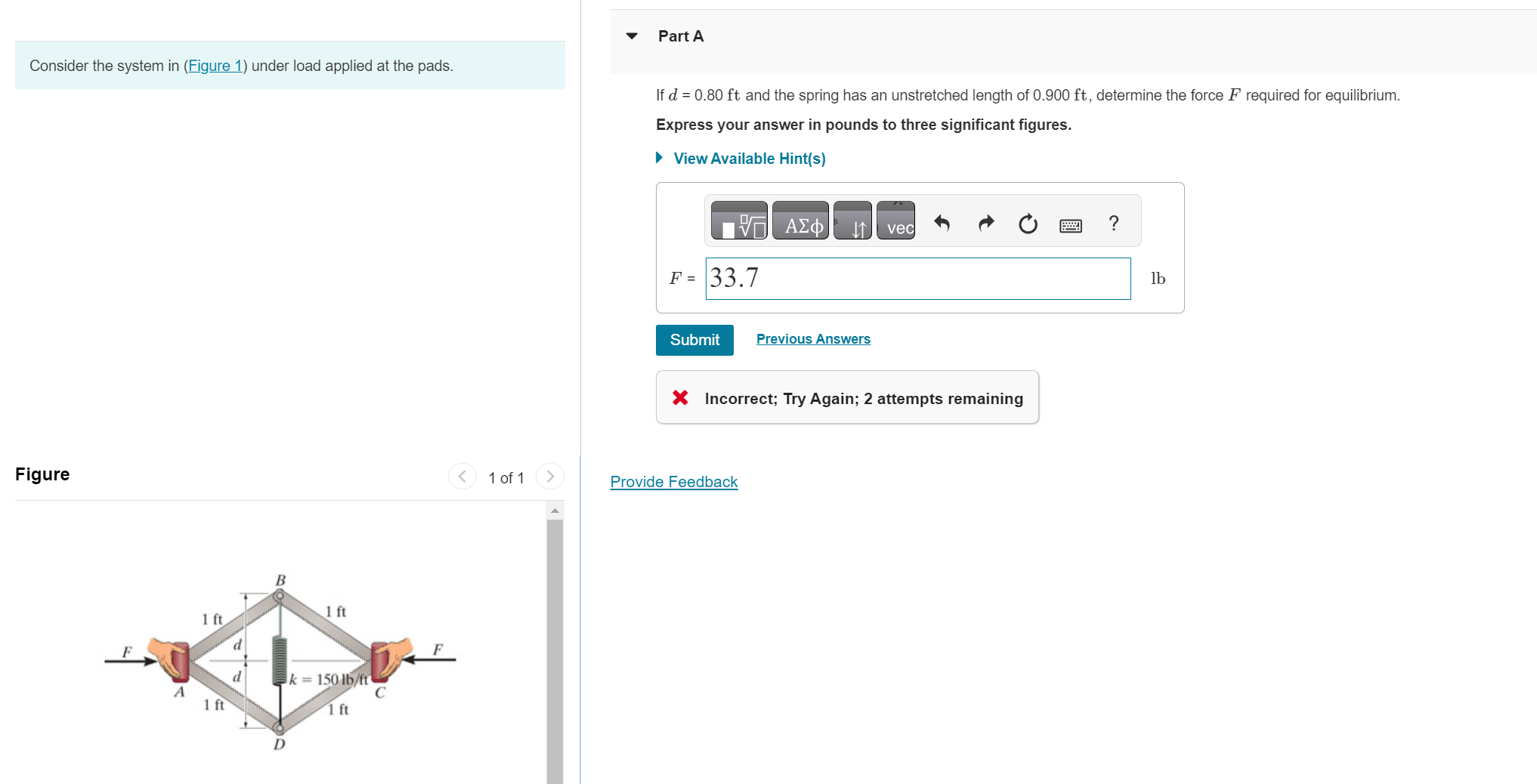 Consider the system in ( Figure 1 ) under load