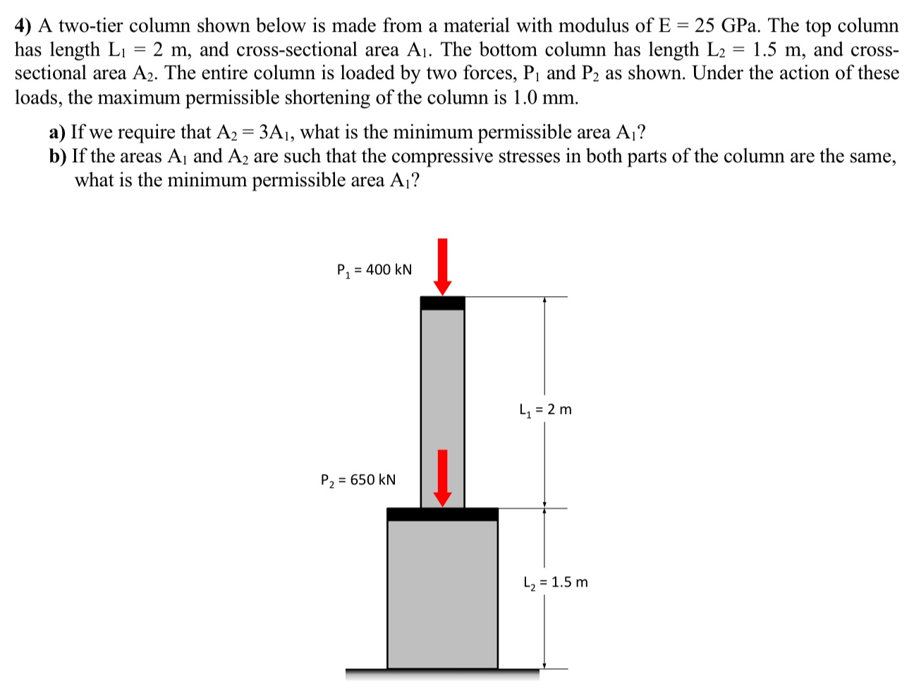 A two - tier column shown below is made from a