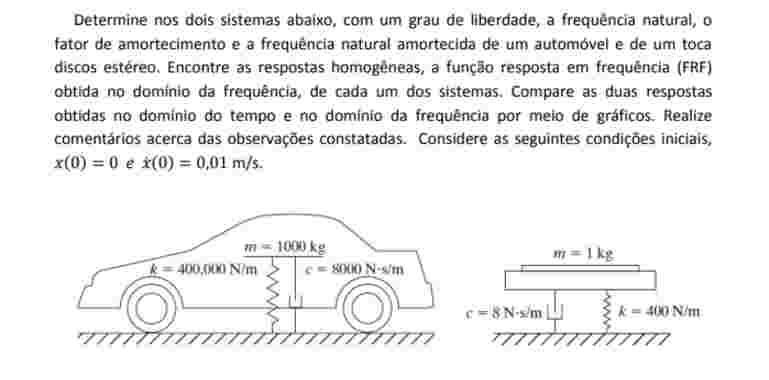 Determine, for the two systems below, each with