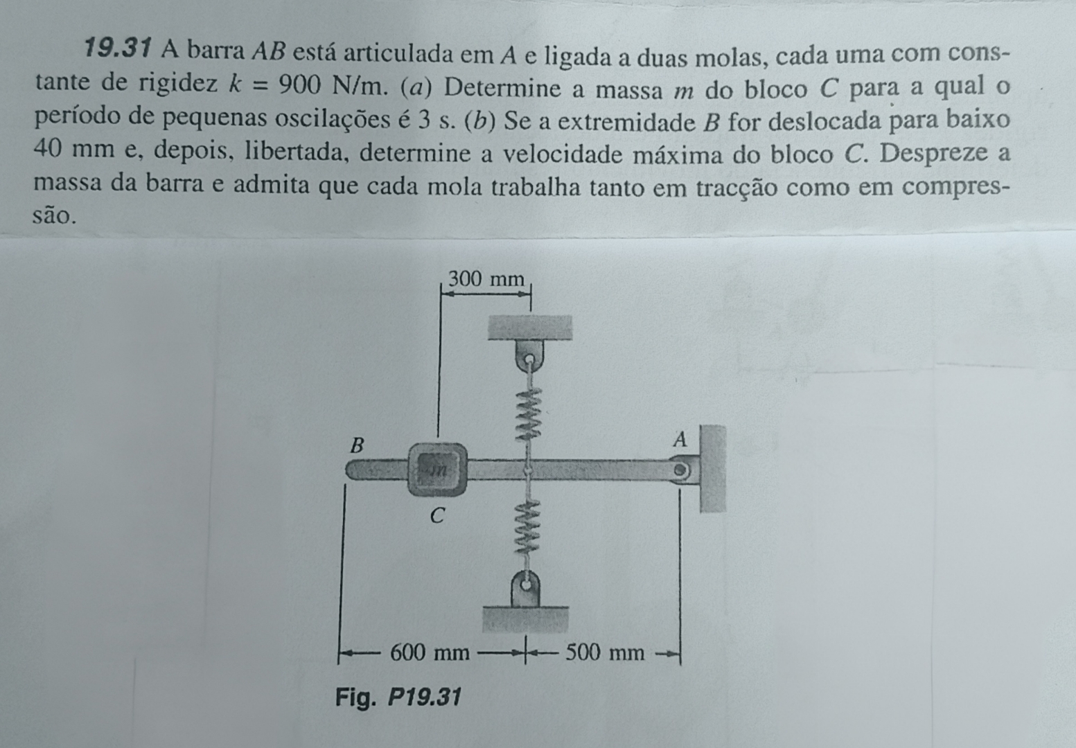 1 9 . 3 1 A barra A B est articulada em A e