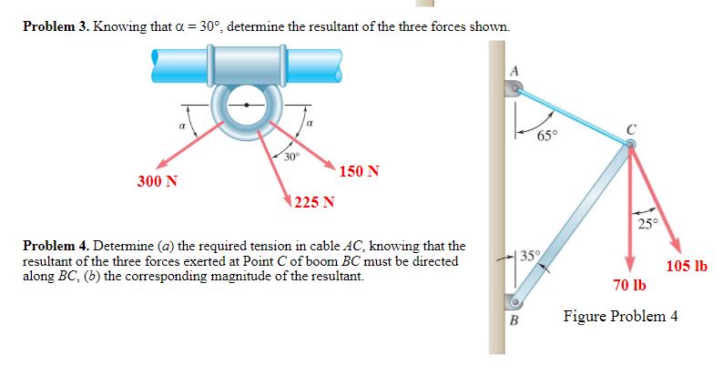 Problem 3 . Knowing that = 3 0 , determine the