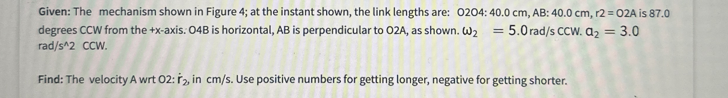 Given: The mechanism shown in Figure 4 . At the