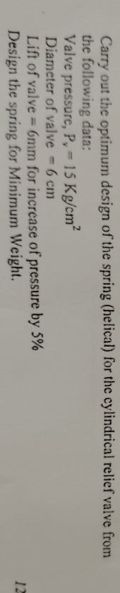 Carry out the optimum design of the spring (