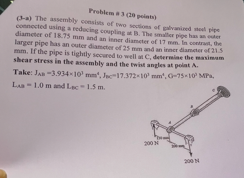Problem # 3 ( 2 0 points ) ( 3 - a ) The assembly