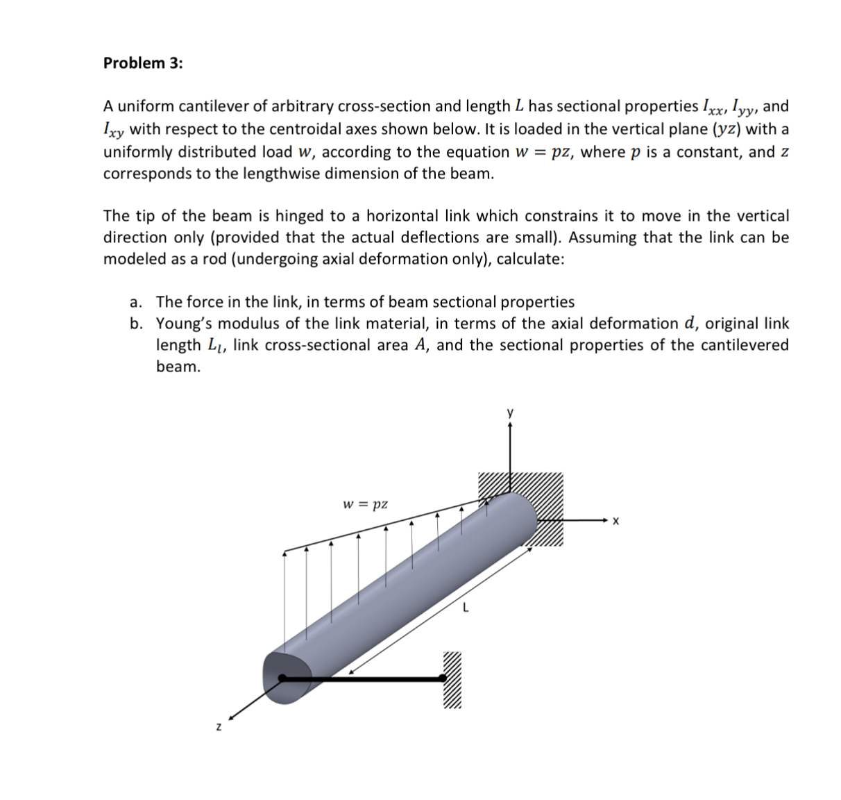 Problem 3 : A uniform cantilever of arbitrary