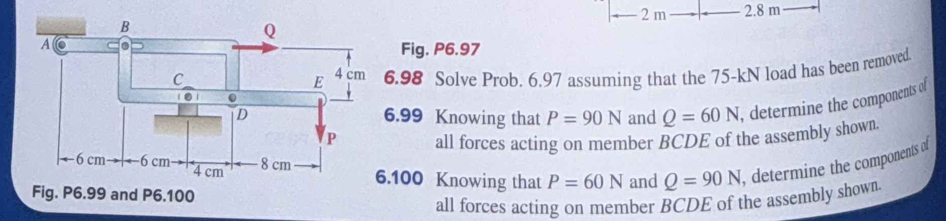 6 . 9 9 Knowing that P = 9 0 N and Q = 6 0 N ,