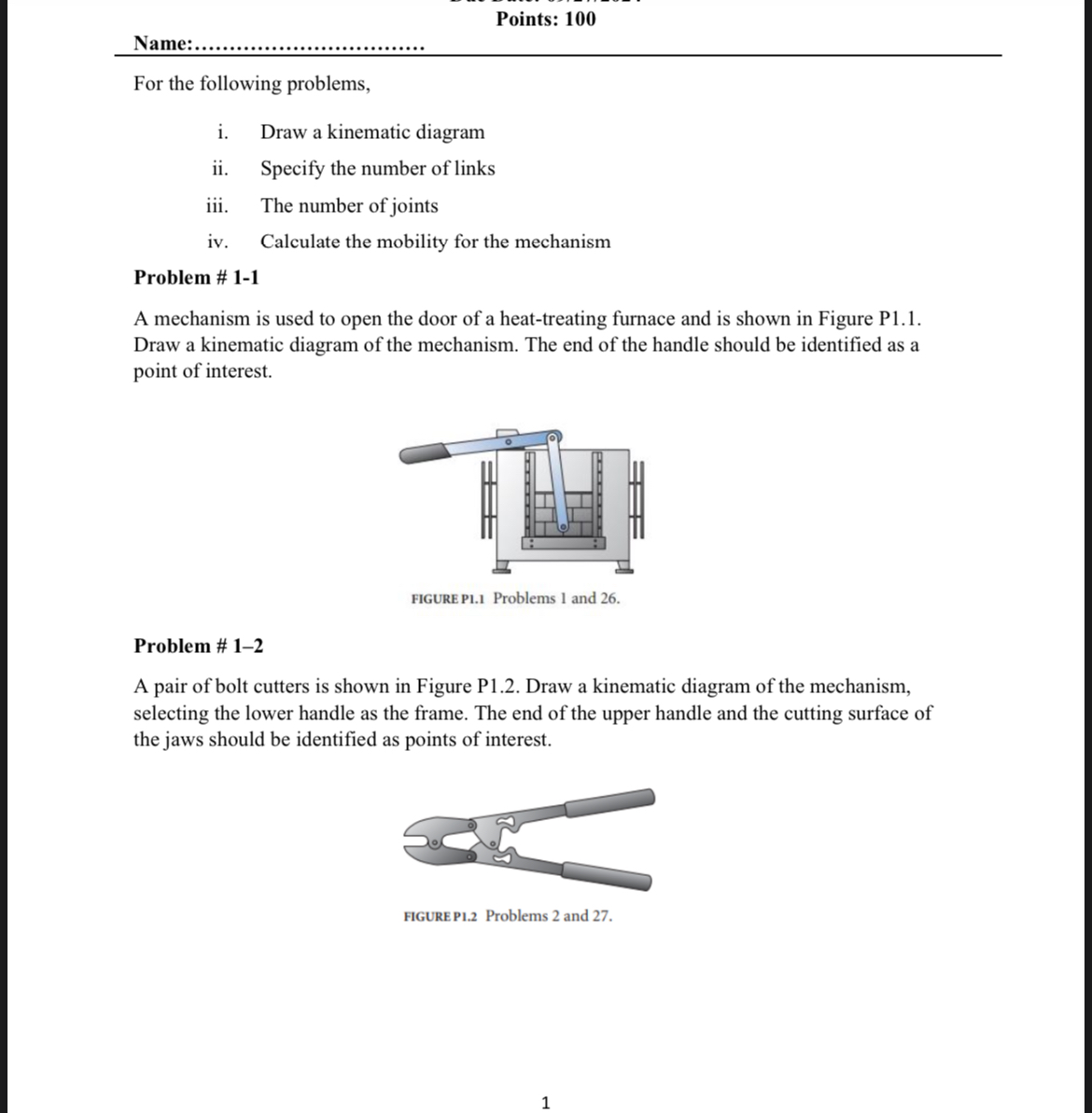 For the following problems, i . Draw a kinematic