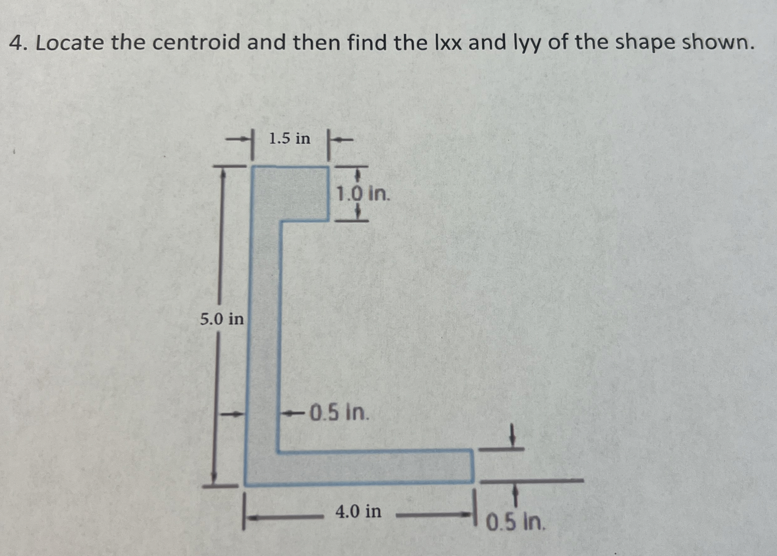 Locate the centroid and then find the lxx and lyy