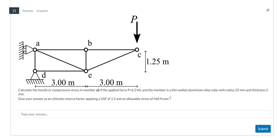 1 2 Formula 1 2 points n Calculate the tensile or