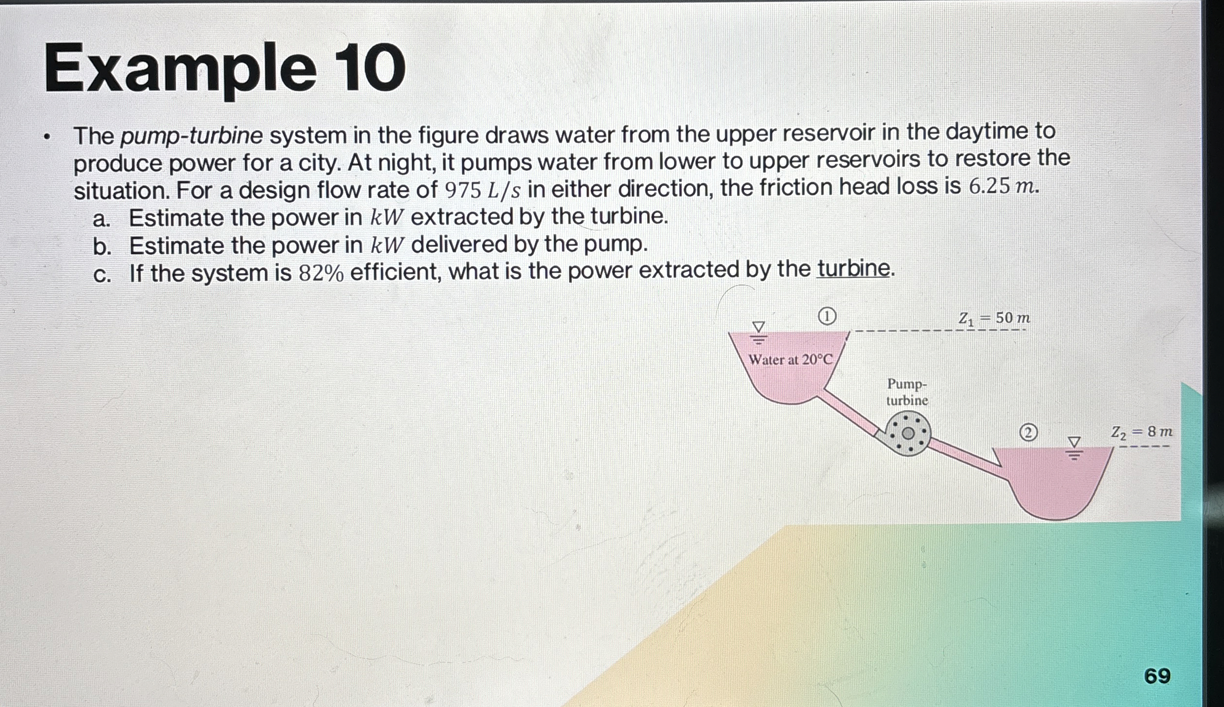 Example 1 0 The pump - turbine system in the