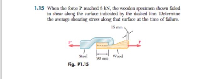 1 . 1 5 When the force P reached 8 kN , the