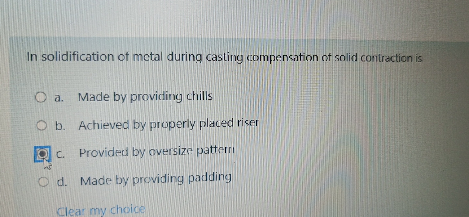 In solidification of metal during casting