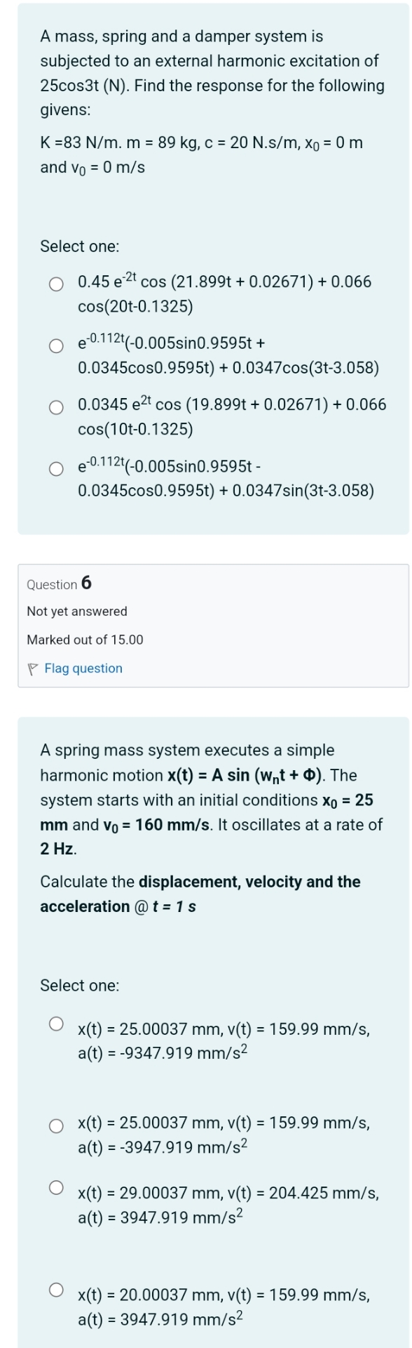 solve the mechanical vibration course problem