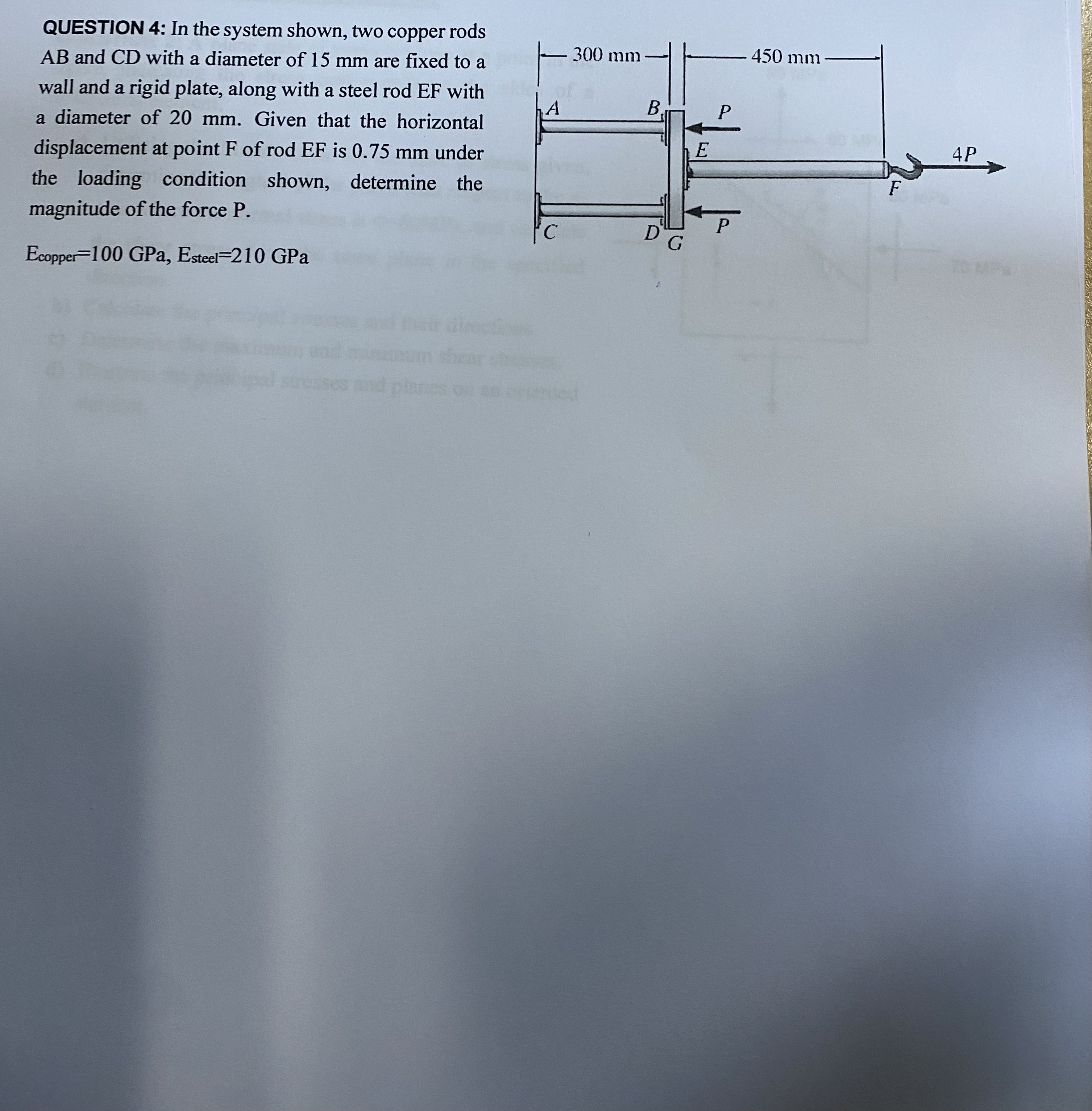 QUESTION 4 : In the system shown, two copper rods