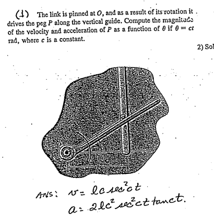 ( 1 ) The link is pinned at O , and as a result