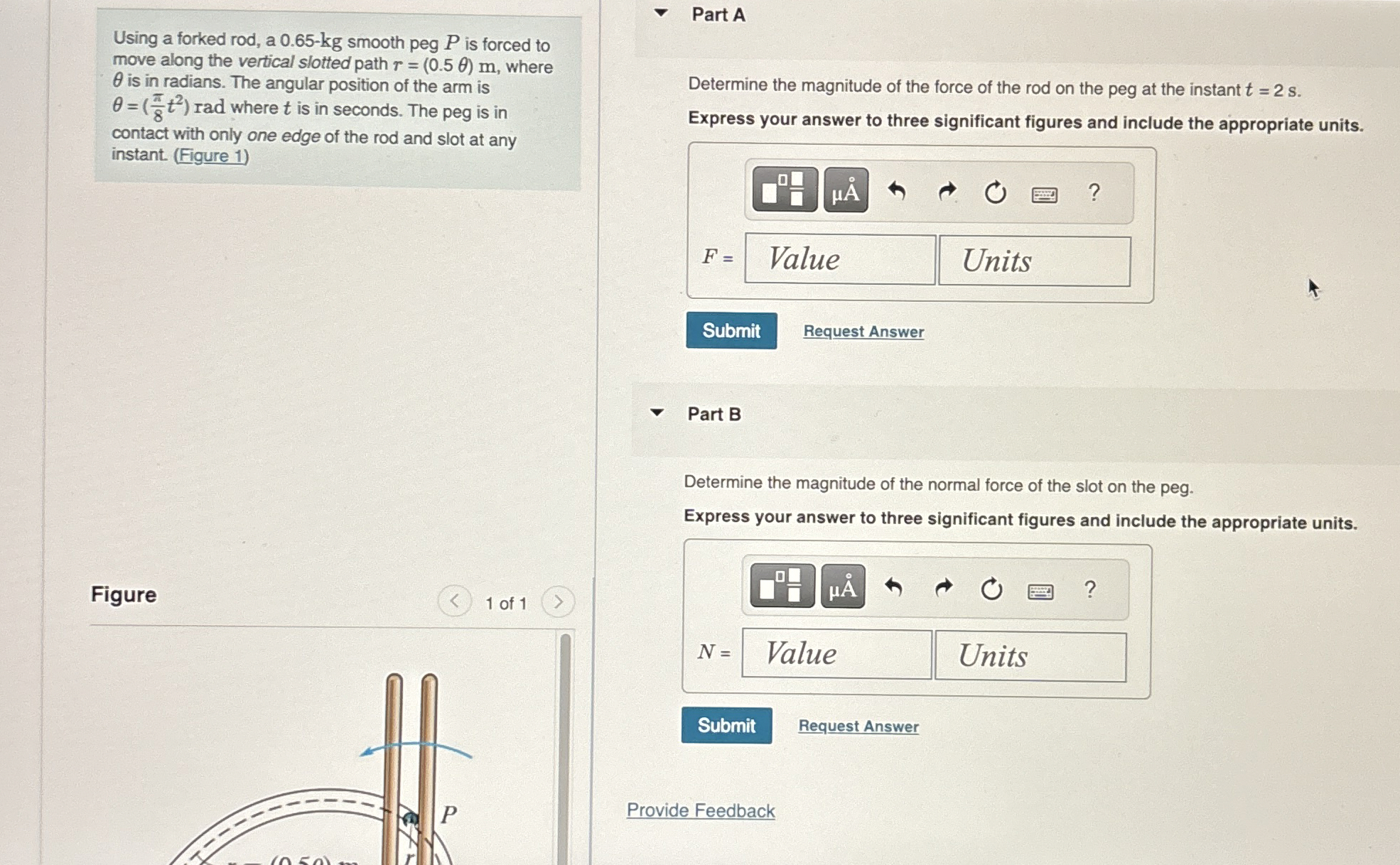 Using a forked rod, a 0 . 6 5 - k g smooth peg P