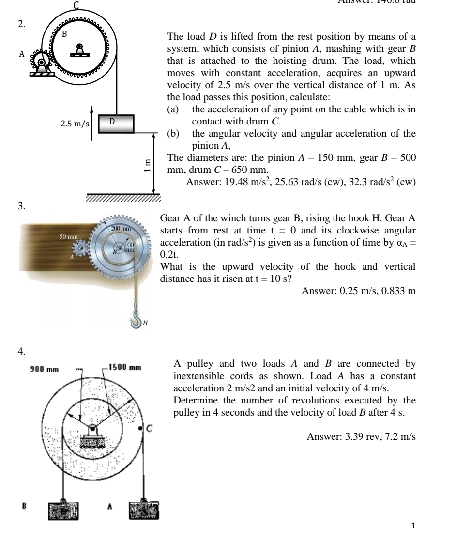 send to expert The load D is lifted from the rest