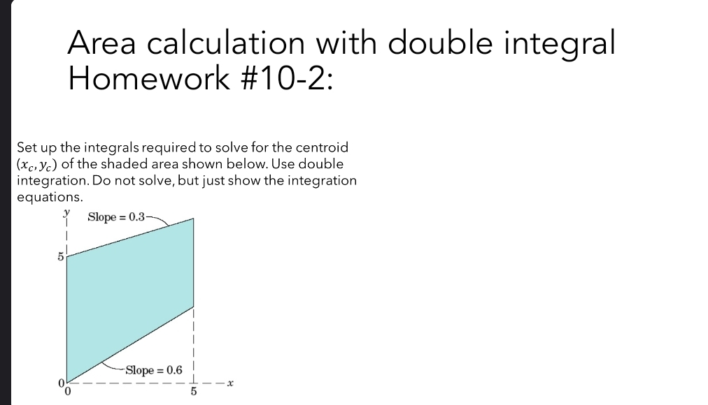 Area calculation with double integral Homework #