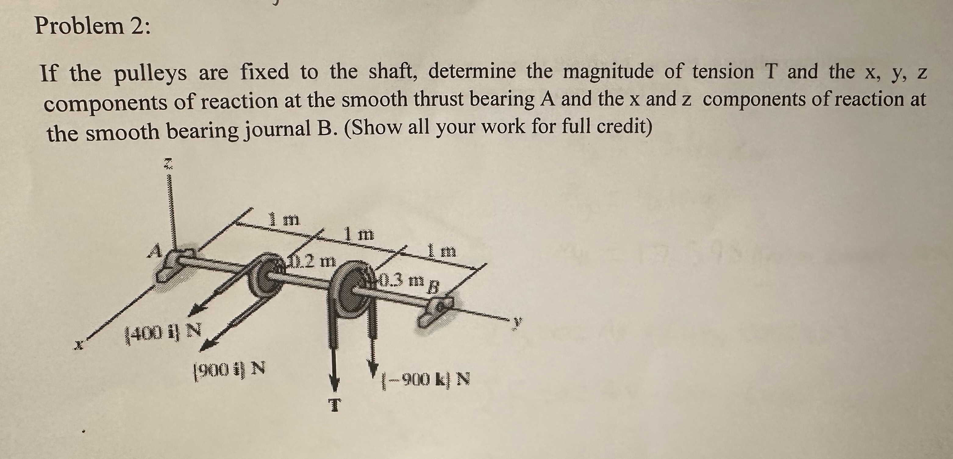 Problem 2 : If the pulleys are fixed to the
