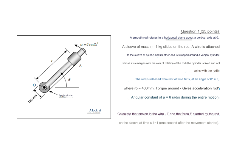 A smooth rod rotates in a horizontal plane about