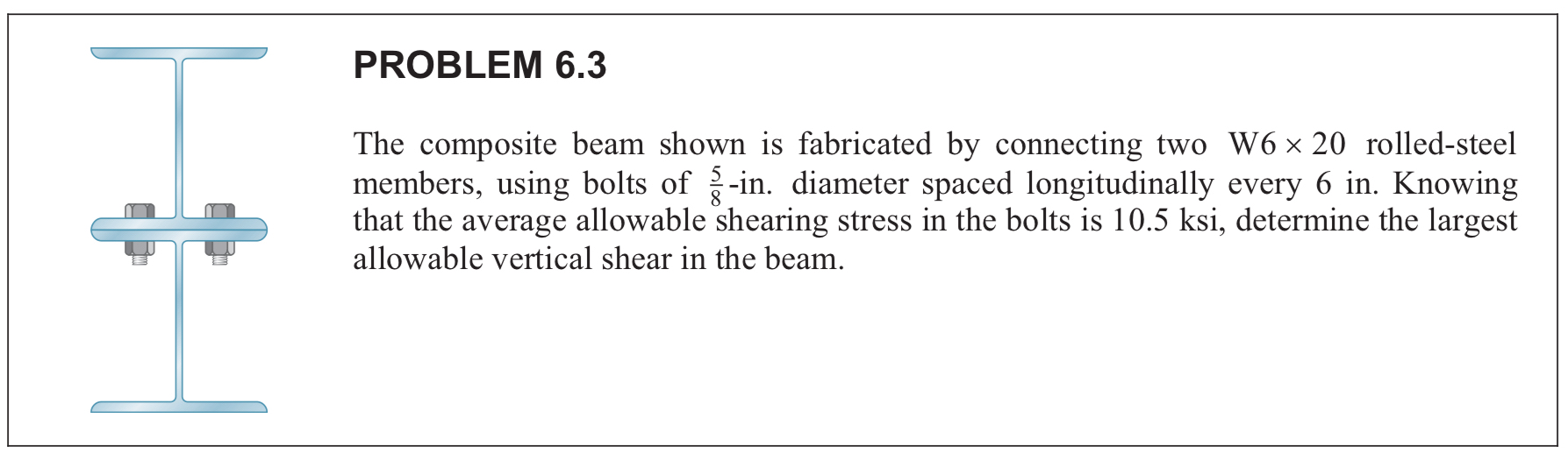 PROBLEM 6 . 3 The composite beam shown is
