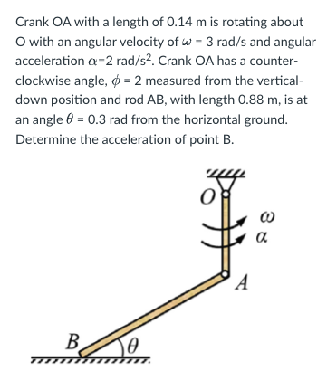 Crank OA with a length of 0 . 1 4 m is rotating