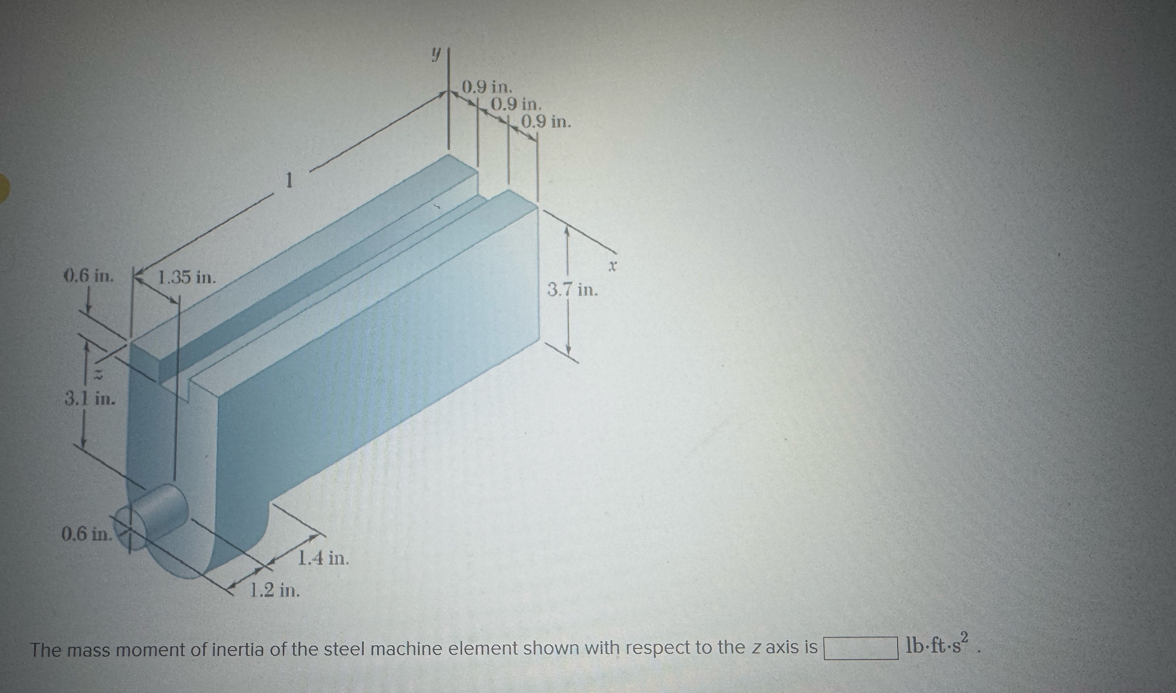 Determine the mass moment of inertia of the steel