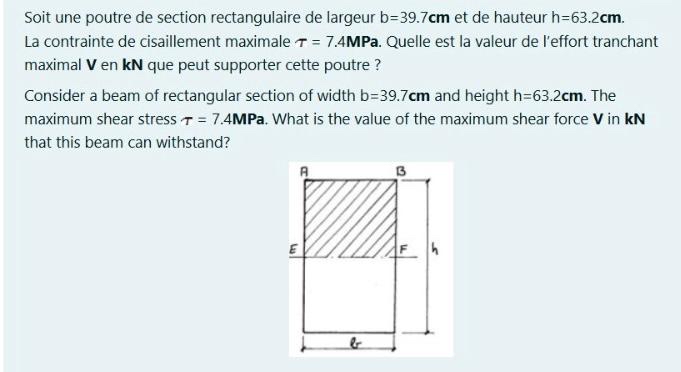 Soit une poutre de section rectangulaire de