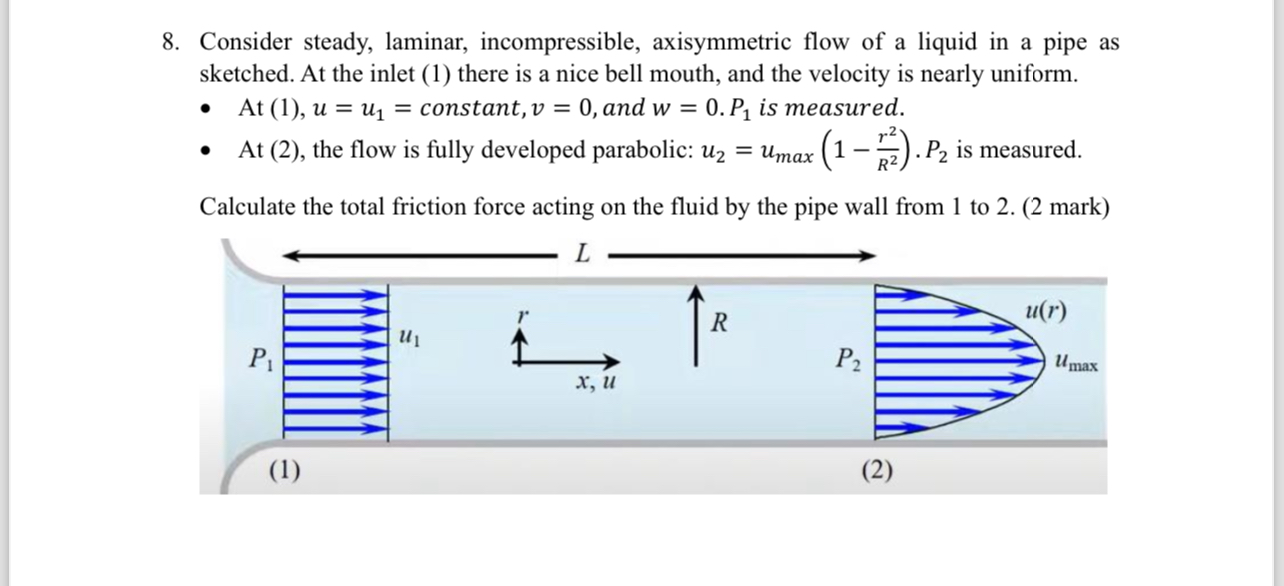 Consider steady, laminar, incompressible,