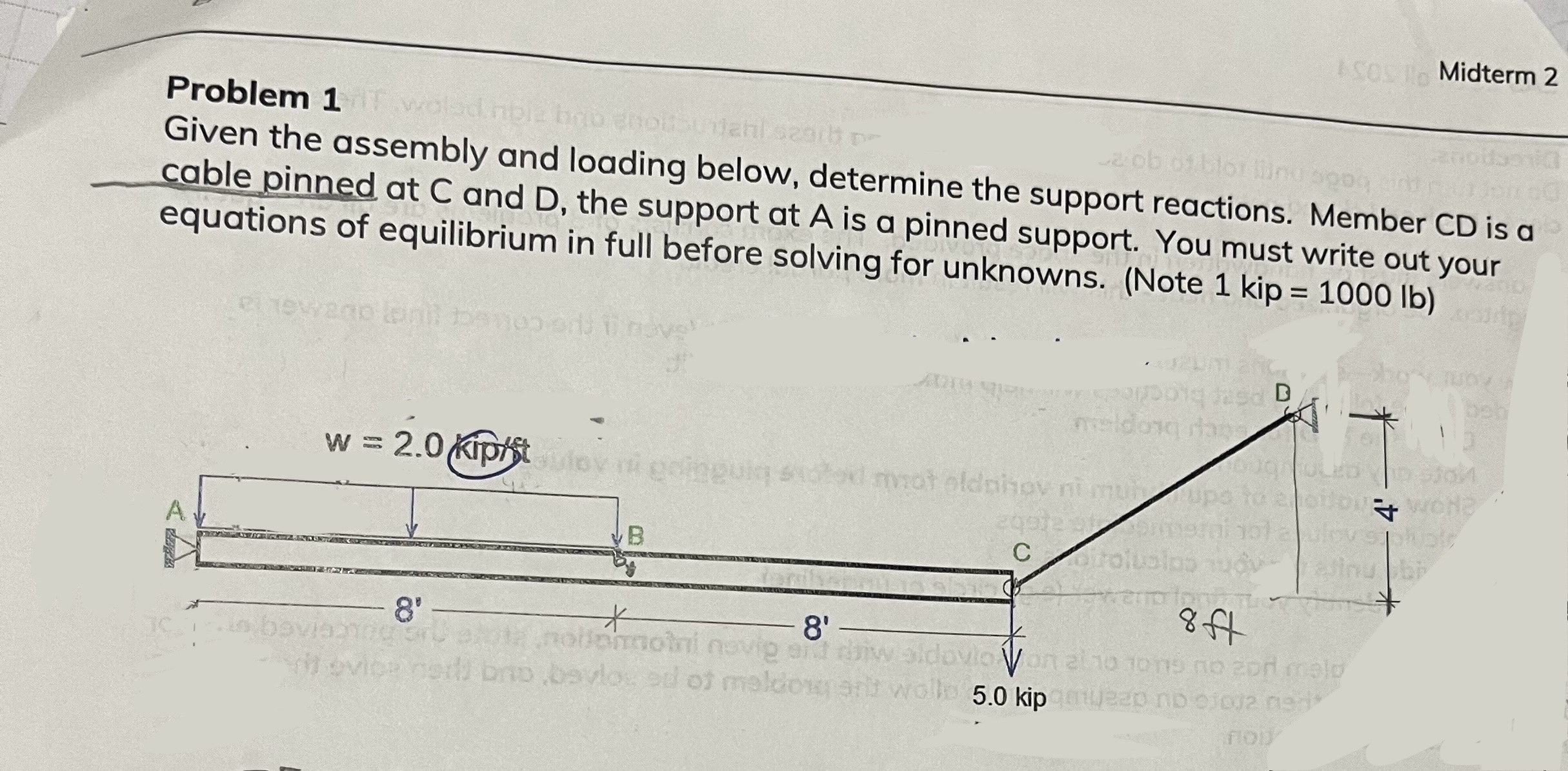 Midterm 2 Problem 1 Given the assembly and