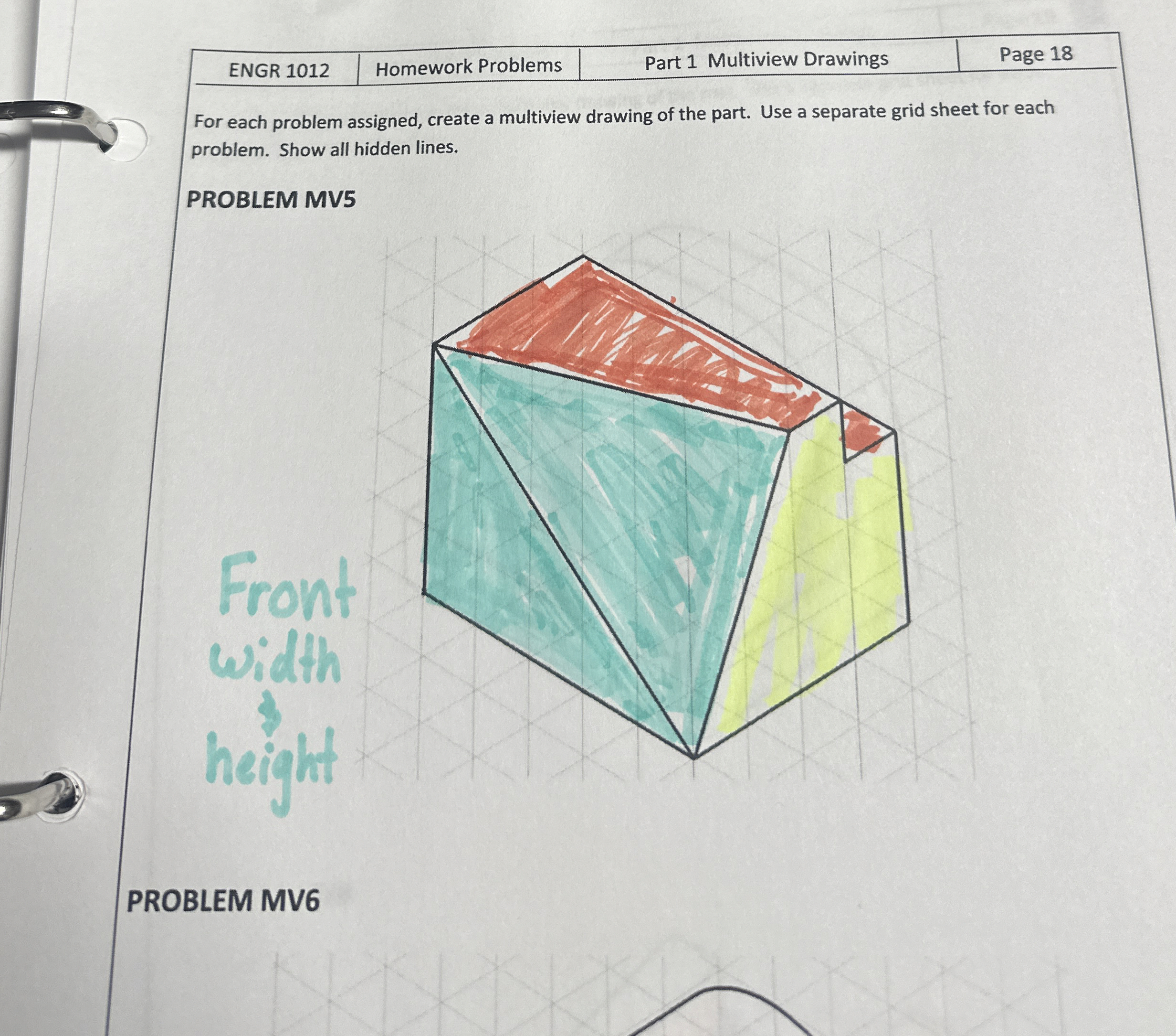 For each problem assigned, create a multiview