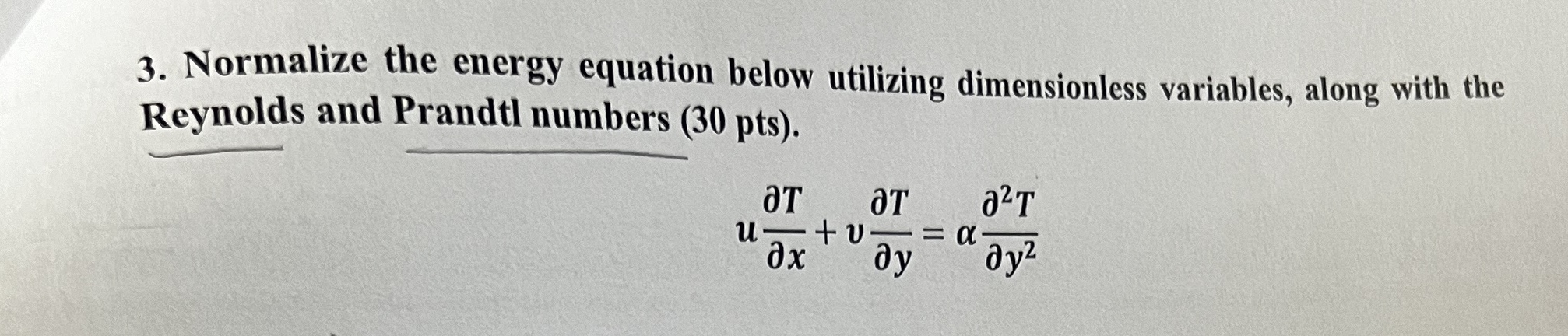 Normalize the energy equation below utilizing