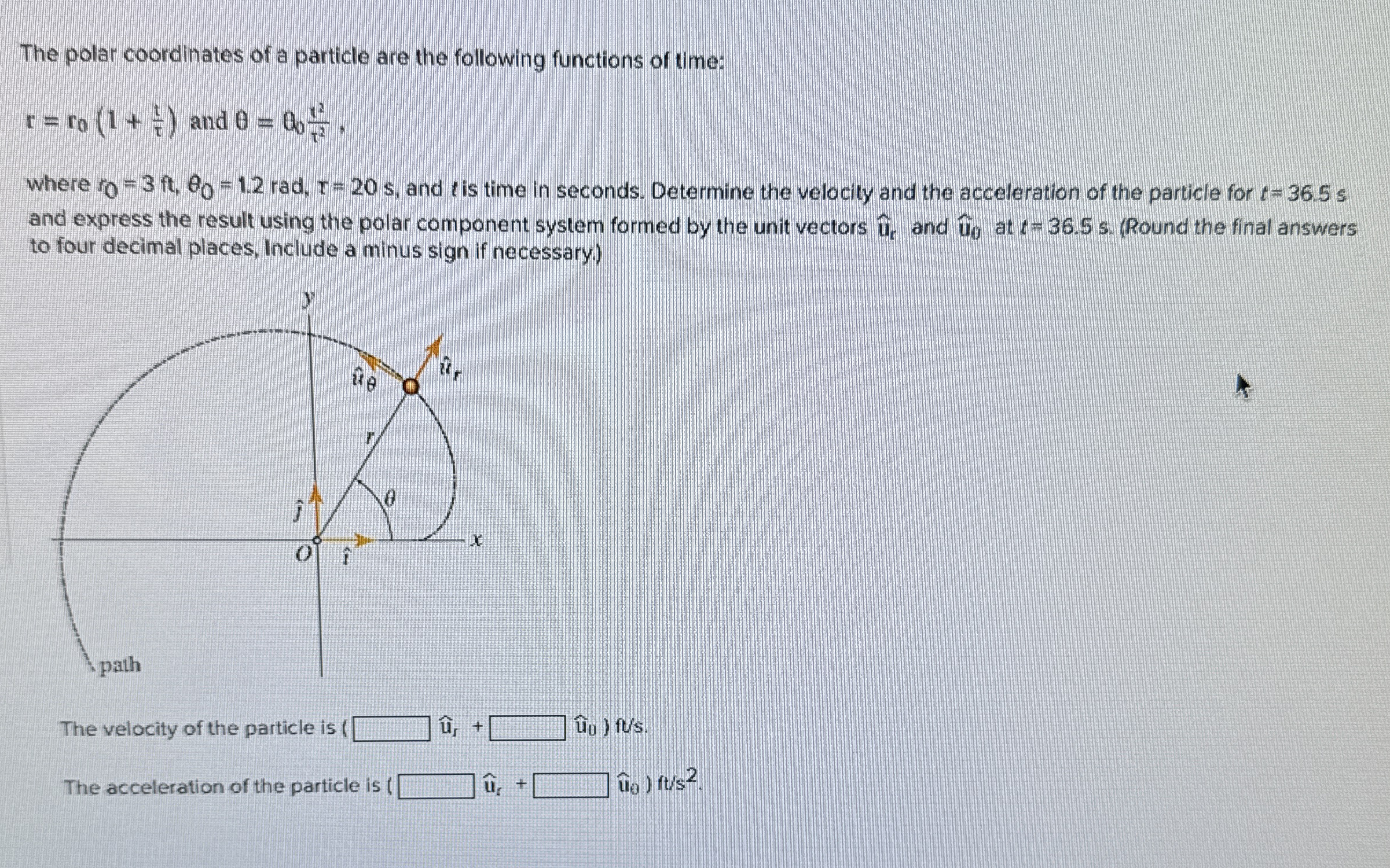 The polar coordinates of a particle are the