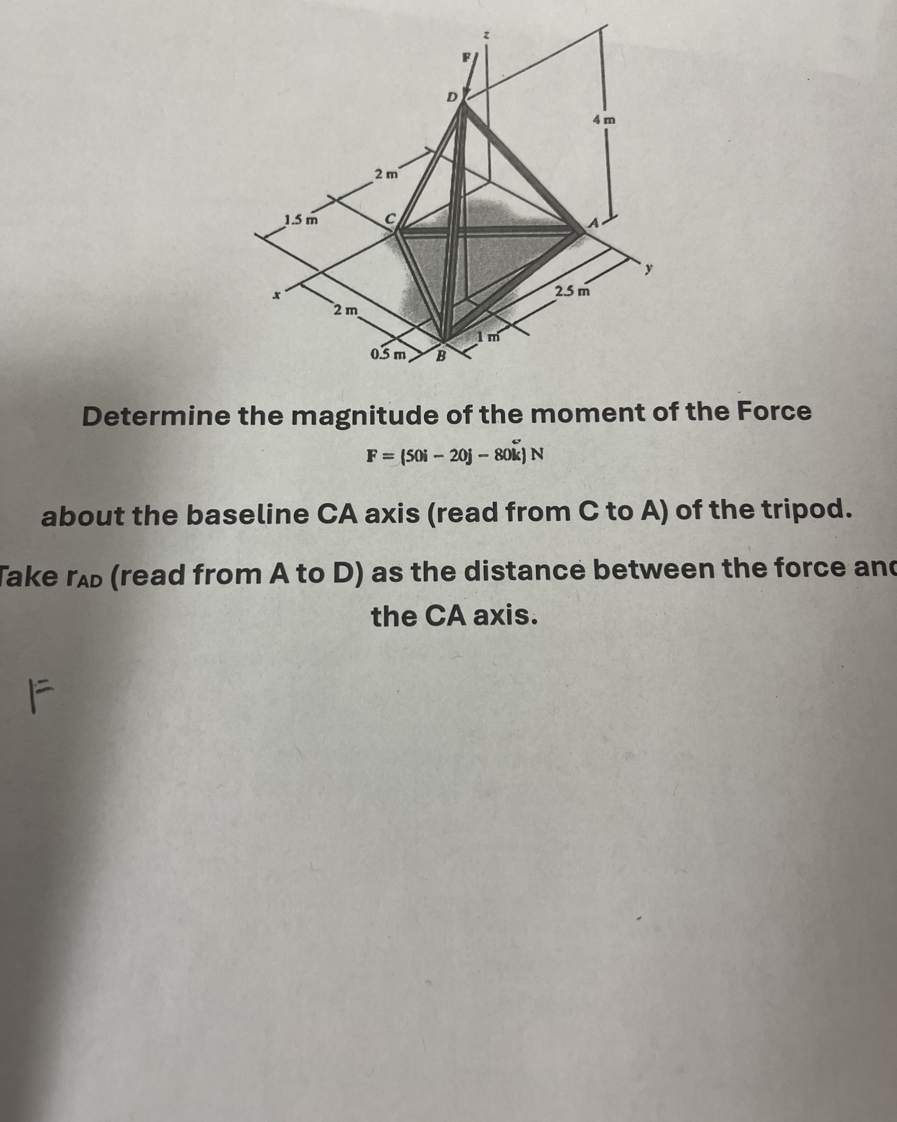 Determine the magnitude of the moment of the