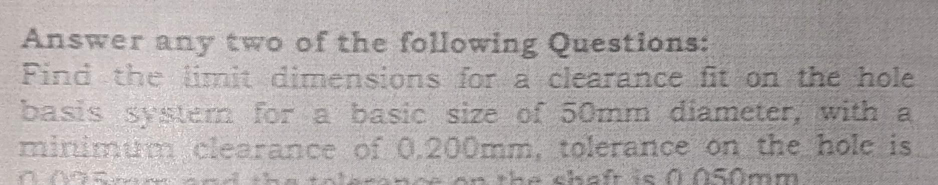 Find the limit dimensions for a clearance fit on