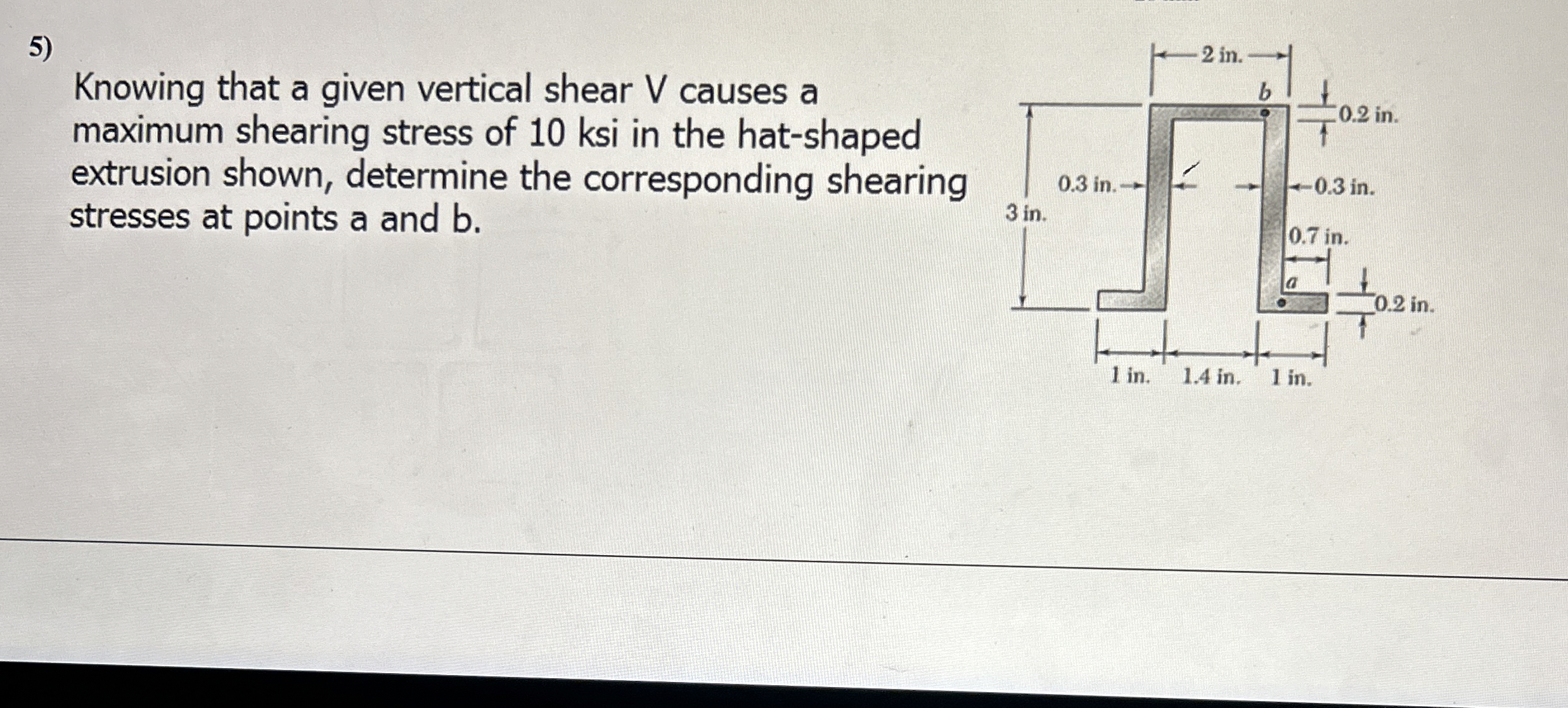 Knowing that a given vertical shear V causes a