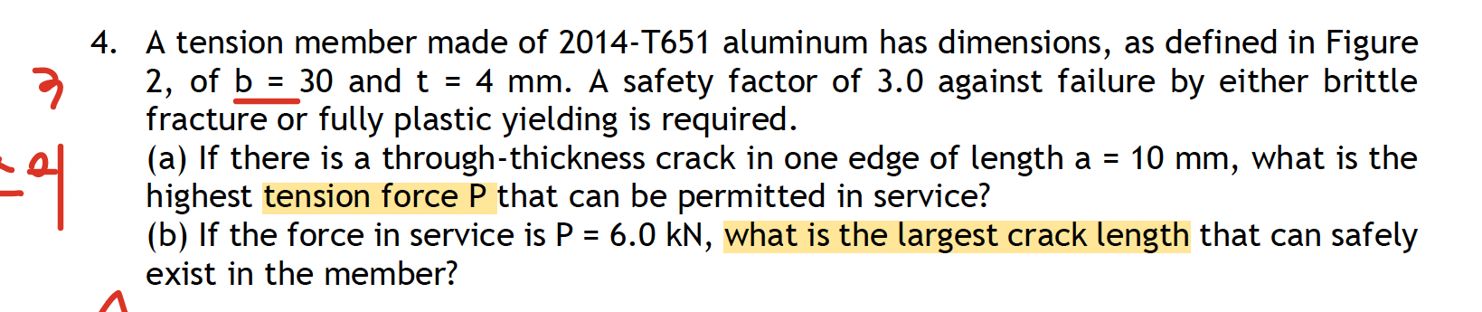 4 . A tension member made of 2 0 1 4 - T 6 5 1